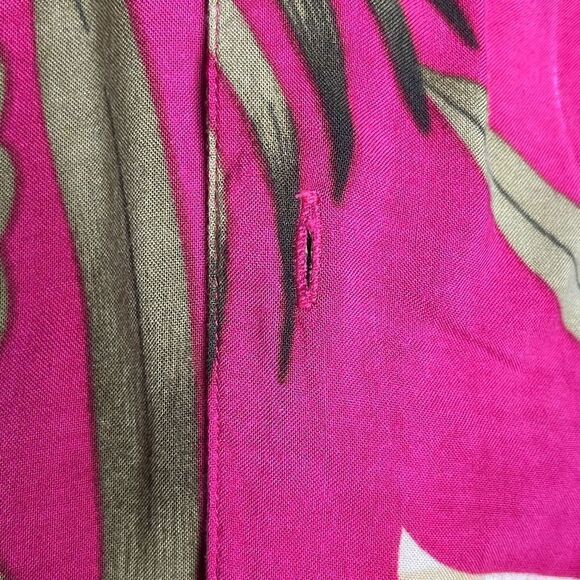 Vintage High Surf rayon Hawaiian shirt medium fuchsia yellow floral - Picture 15 of 16